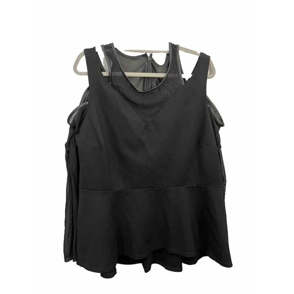 REBEL Wilson X Angels Blouse Sheer Cold Shoulder Black Women 2X - Picture 1 of 12